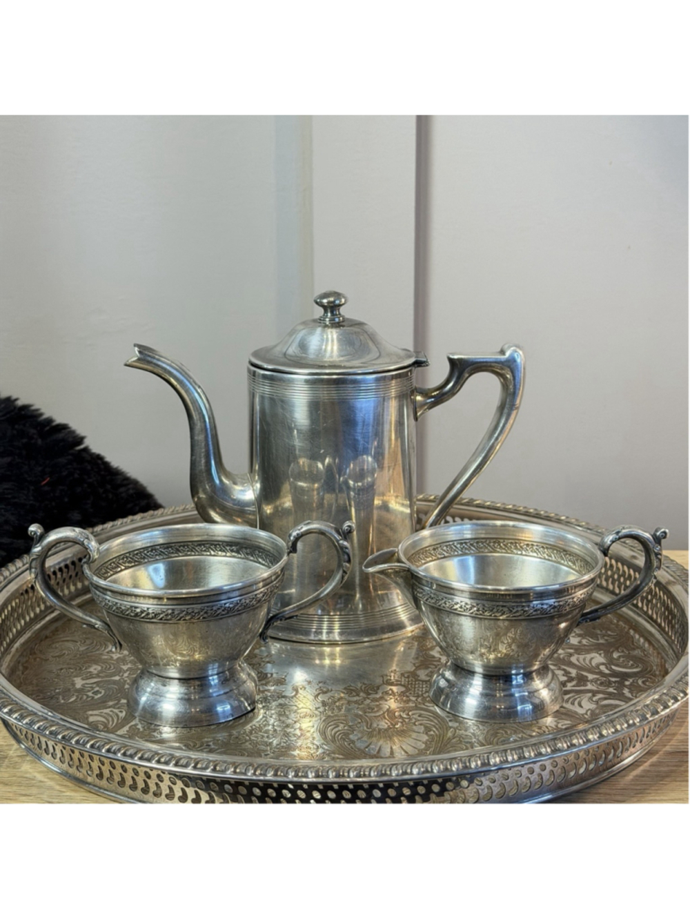 Essay Canada Silver Plated EP Copper Lead Mounts Creamer and Sugar Bowl Only